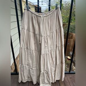 Aerie Cream Tiered Maxi Skirt